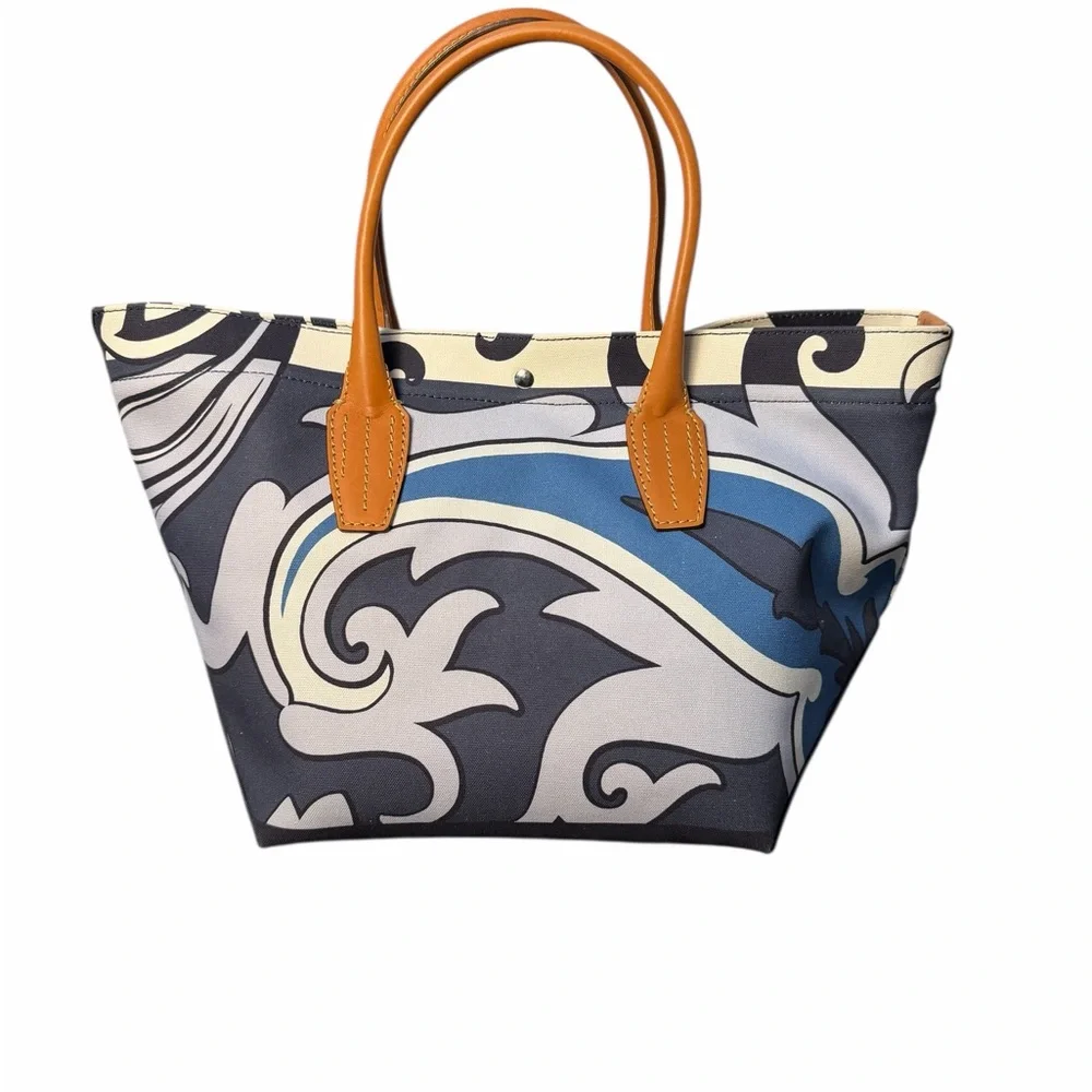 Etro Blue & White Canvas & Leather Trim Tote Set (A754) - Picture 3 of 17